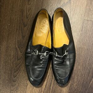 Gucci Black Leather Men's Slip-On Loafers